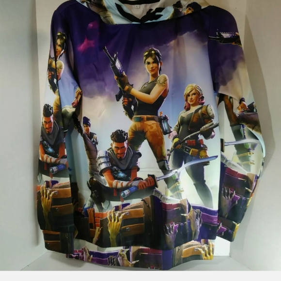 Cosplay Boy's Multicolored 3D Graphic Pullover Sz Lg Hoodie Sweatshirt Fortnite - Picture 3 of 10
